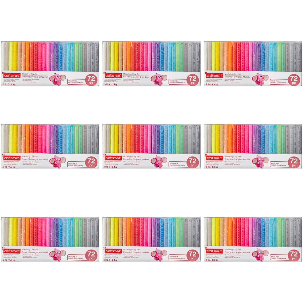 9 Packs: 72 ct. (648 total) Multicolor Modeling Clay by Craft Smart®